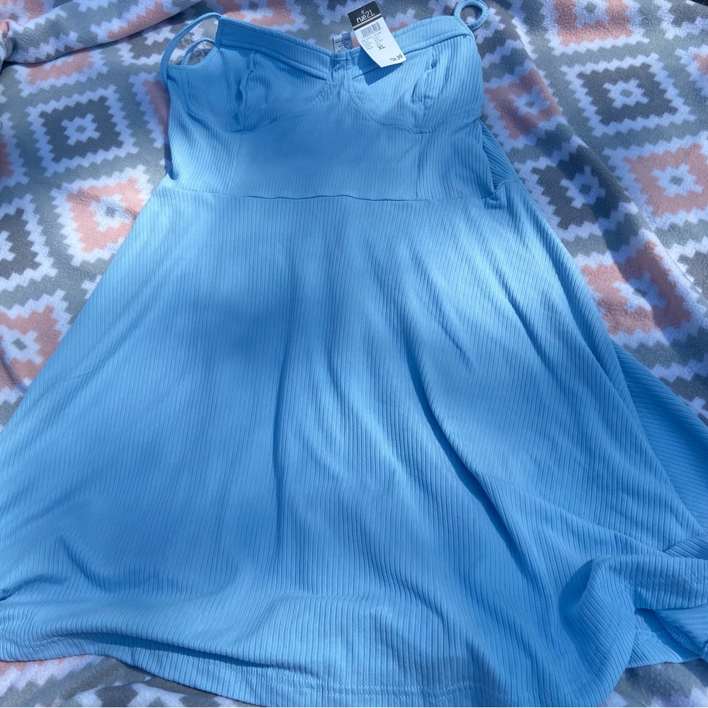Light Blue Bra Cup Skater Dress